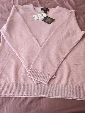 Cashmere Charcoal V-Neck in Pink Size Large NWT